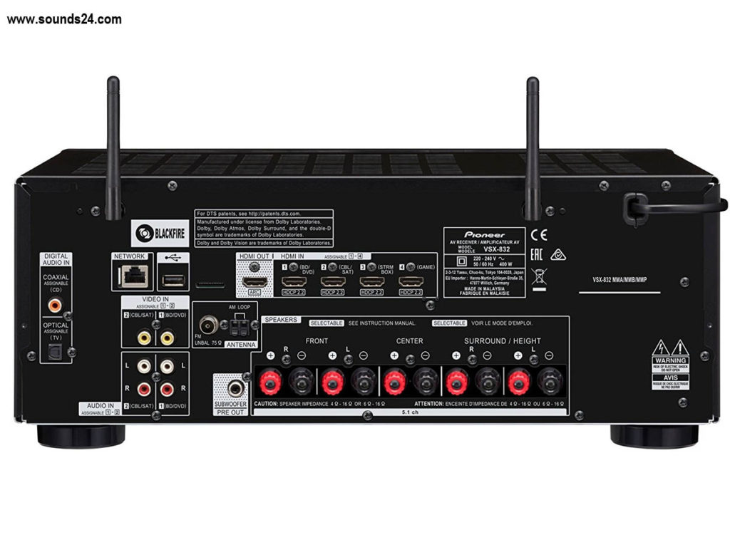 Pioneer VSX-832 Dolby Atmos 5.1 AV Receiver